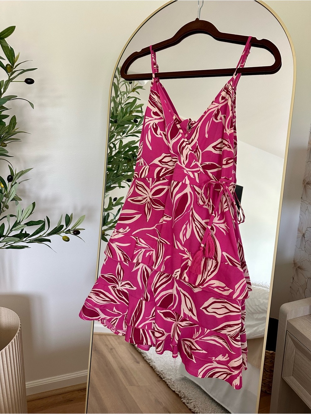 Pink Floral Print Mini Dress